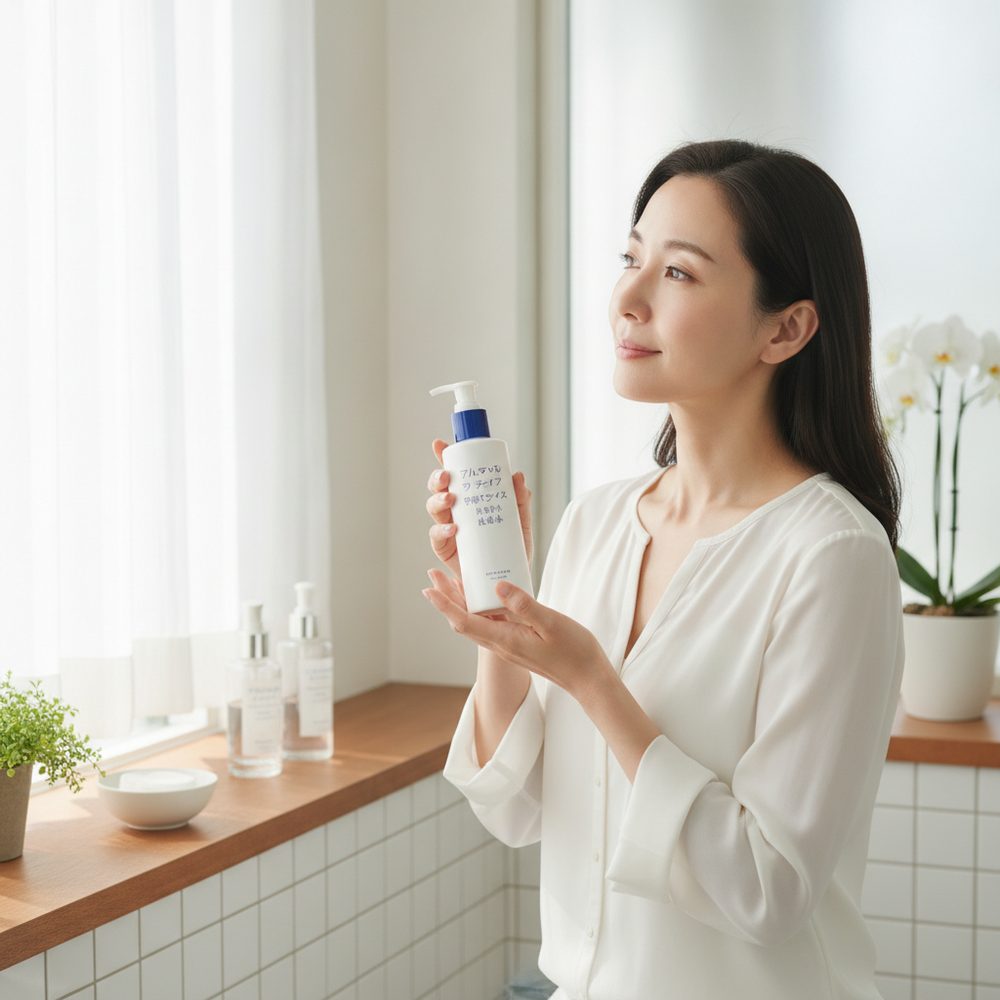 40代の乾燥肌ケアをイメージしたスキンケア画像