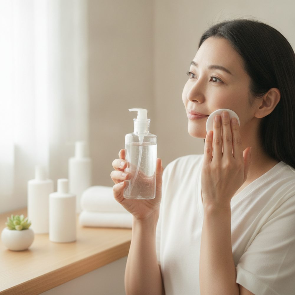 40代の乾燥肌ケアをイメージしたスキンケア画像