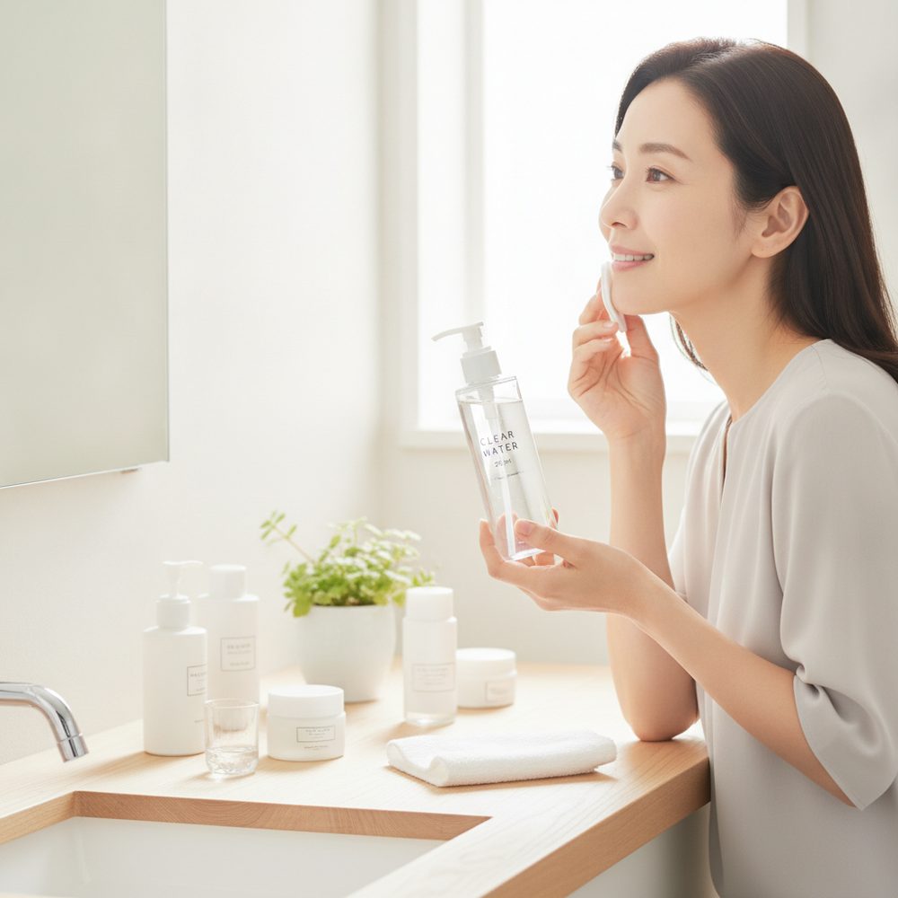 40代の乾燥肌ケアをイメージしたスキンケア画像
