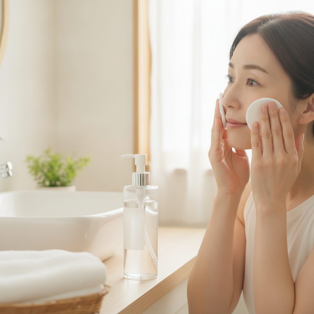 40代の乾燥肌ケアをイメージしたスキンケア画像