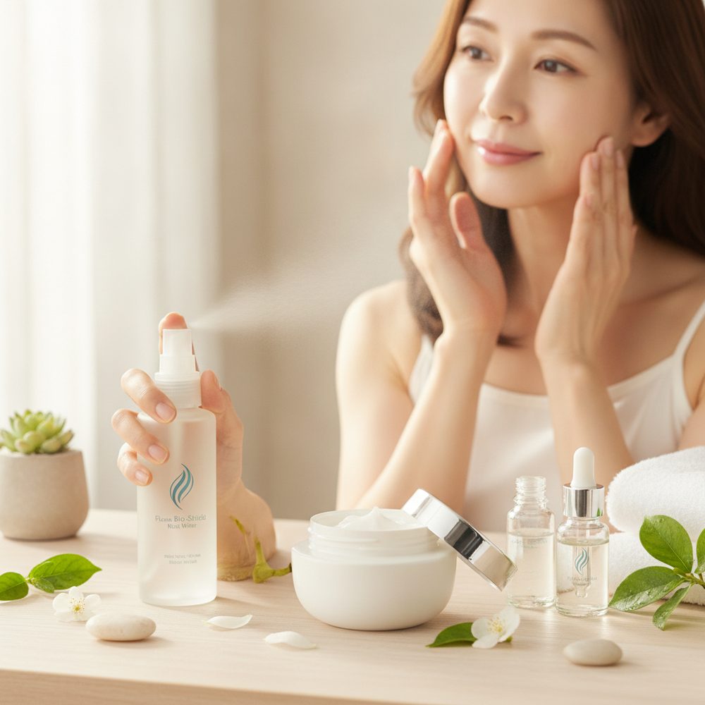 40代の乾燥肌ケアをイメージしたスキンケア画像