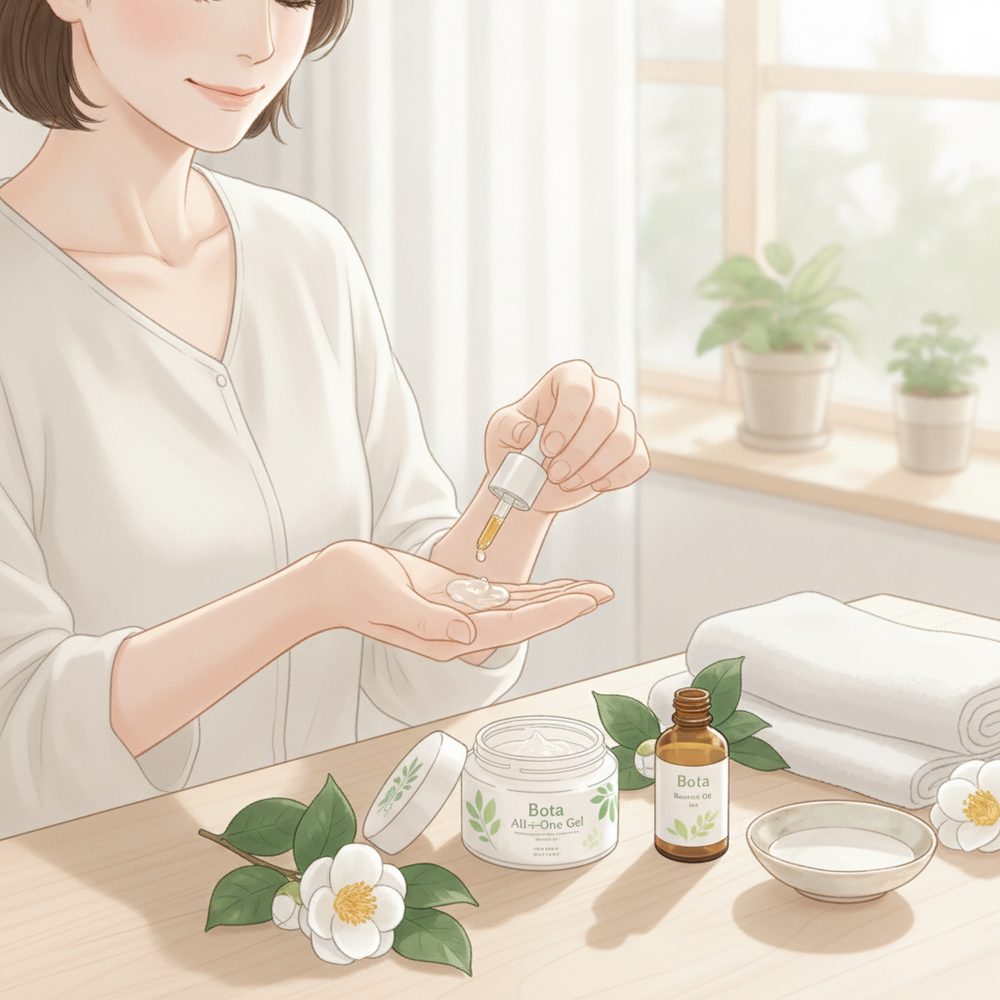 40代の乾燥肌ケアをイメージしたスキンケア画像