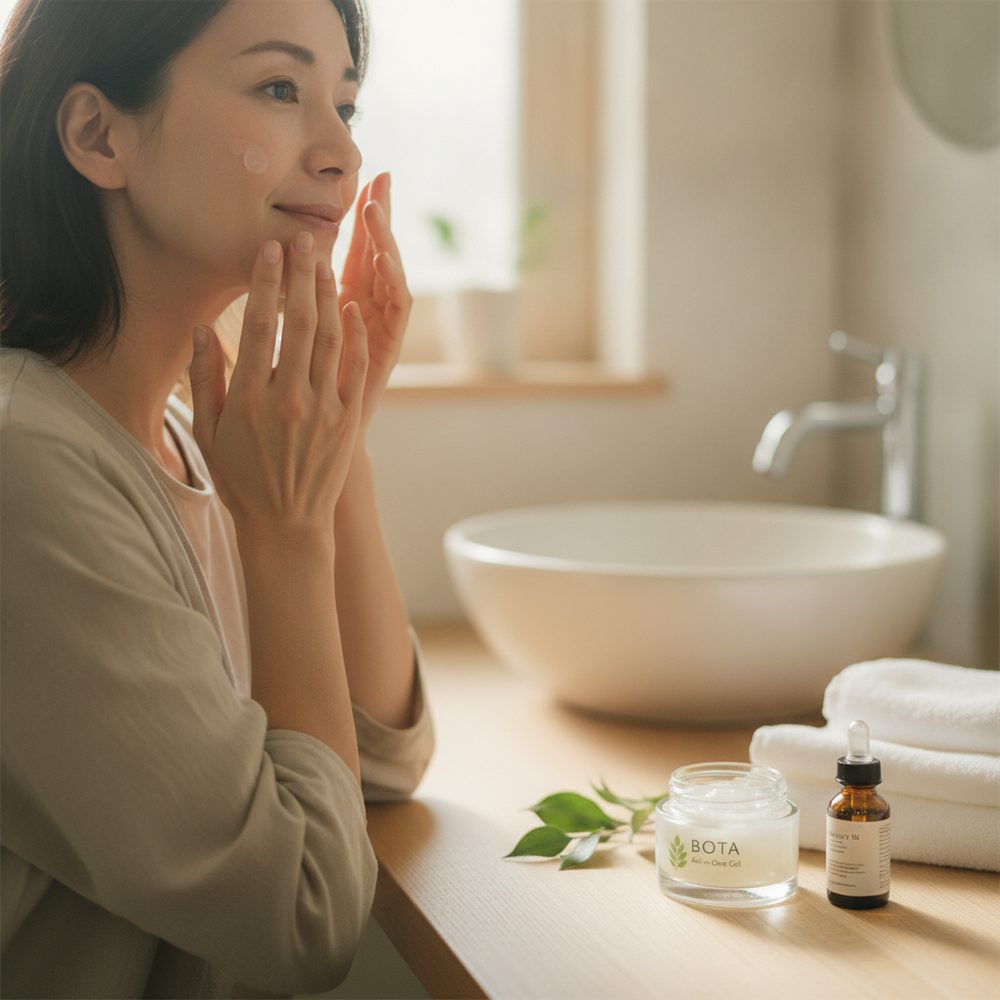 40代の乾燥肌ケアをイメージしたスキンケア画像