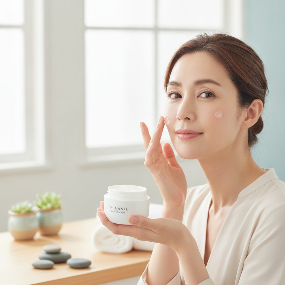 40代の乾燥肌ケアをイメージしたスキンケア画像