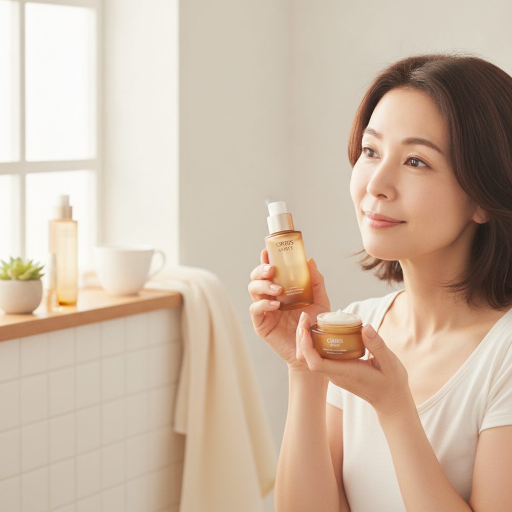 40代の乾燥肌ケアをイメージしたスキンケア画像
