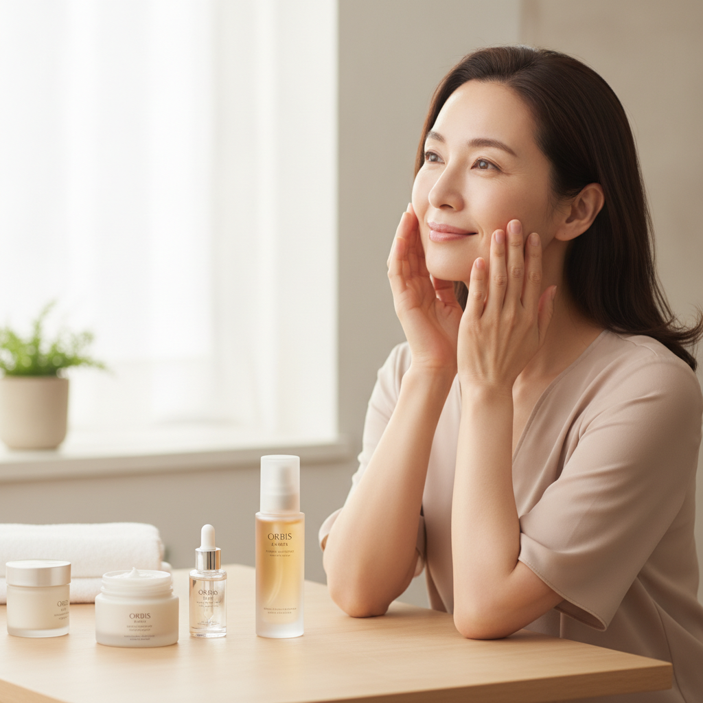 40代の乾燥肌ケアをイメージしたスキンケア画像
