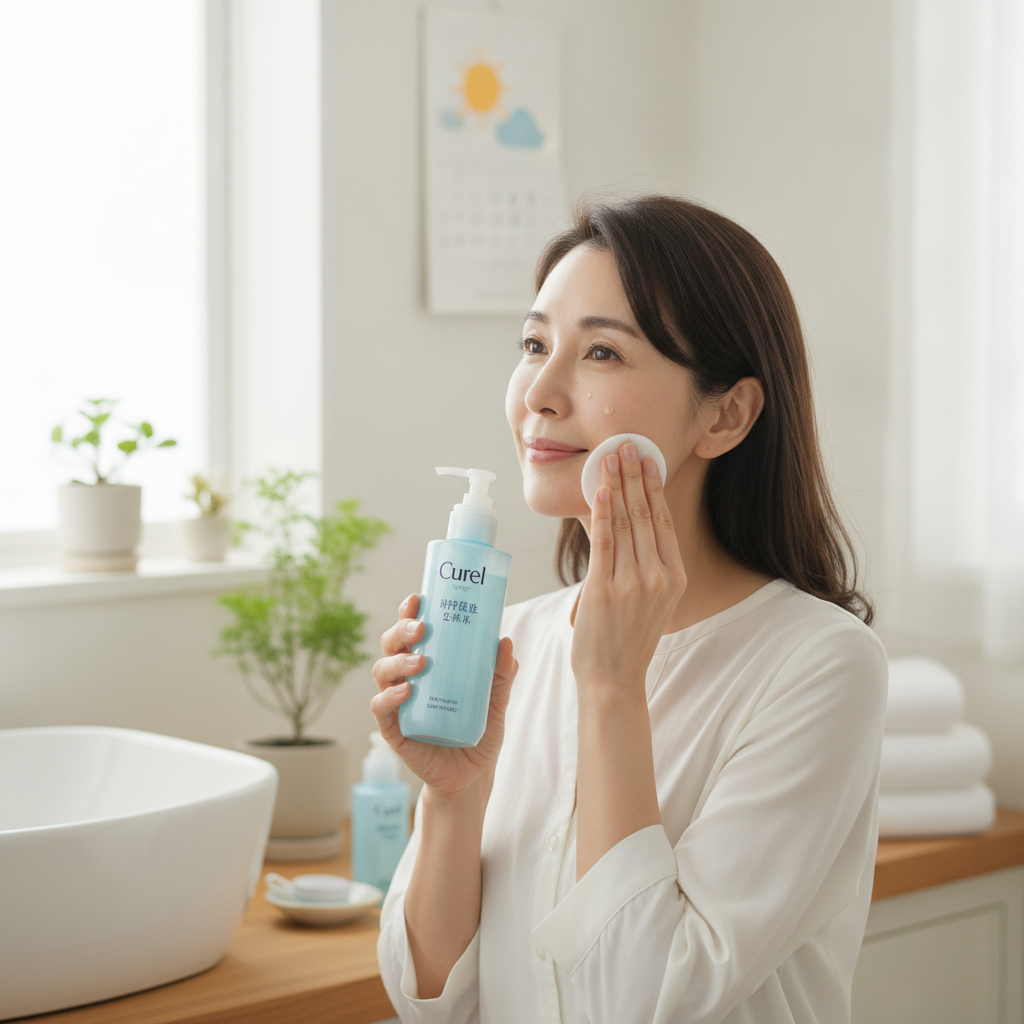 40代の乾燥肌ケアをイメージしたスキンケア画像