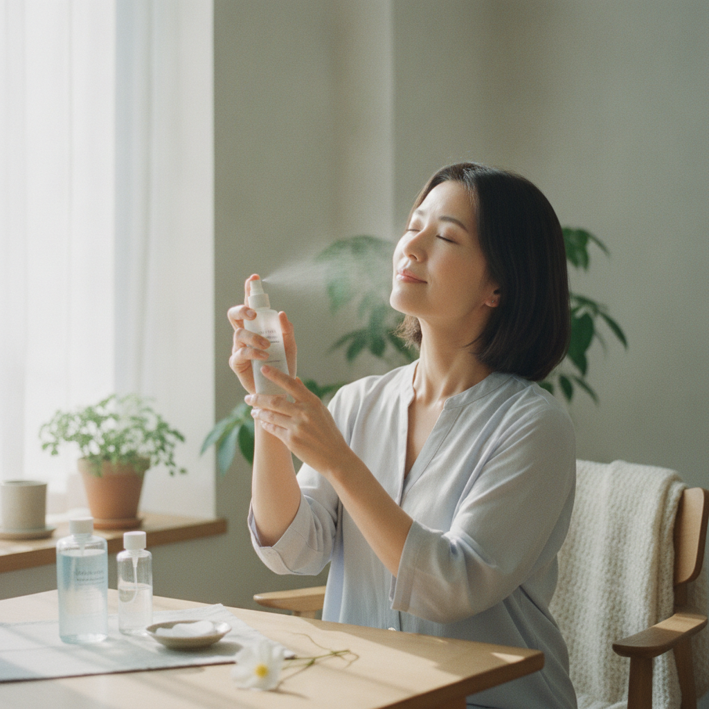 40代の乾燥肌ケアをイメージしたスキンケア画像