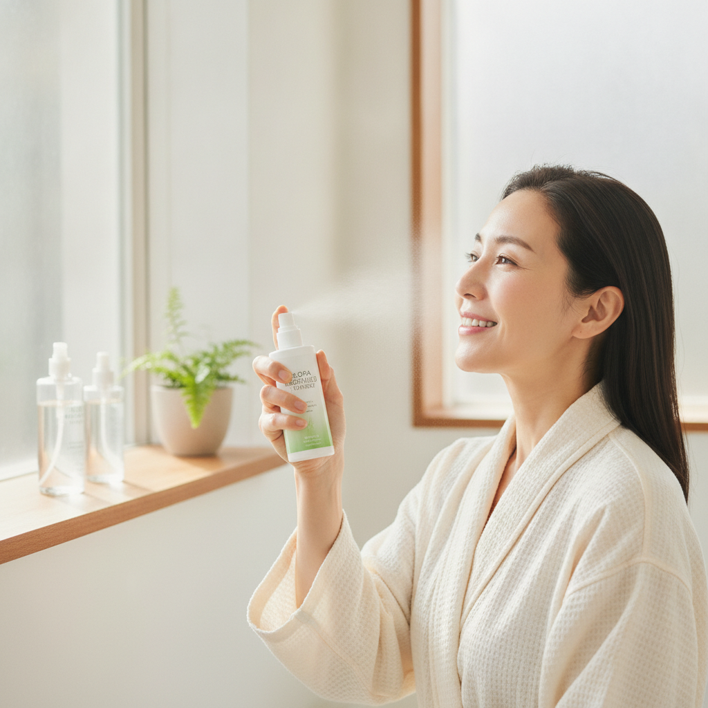 40代の乾燥肌ケアをイメージしたスキンケア画像