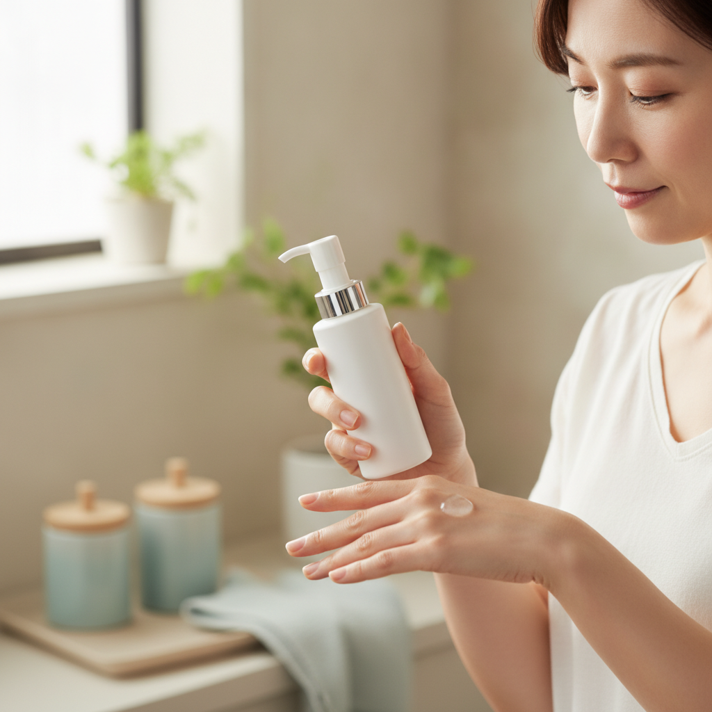 40代の乾燥肌ケアをイメージしたスキンケア画像