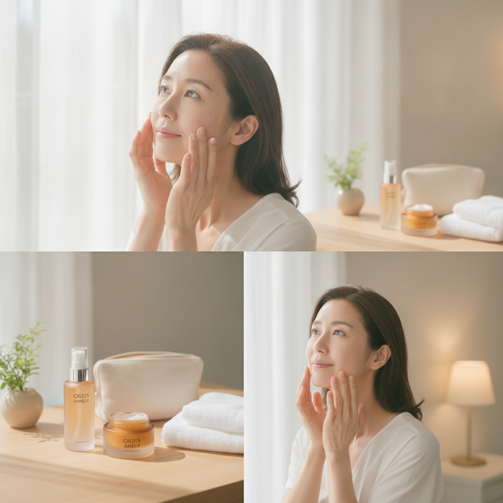 40代の乾燥肌ケアをイメージしたスキンケア画像