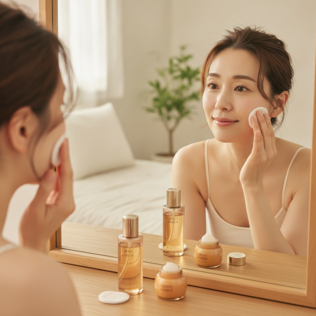 40代の乾燥肌ケアをイメージしたスキンケア画像