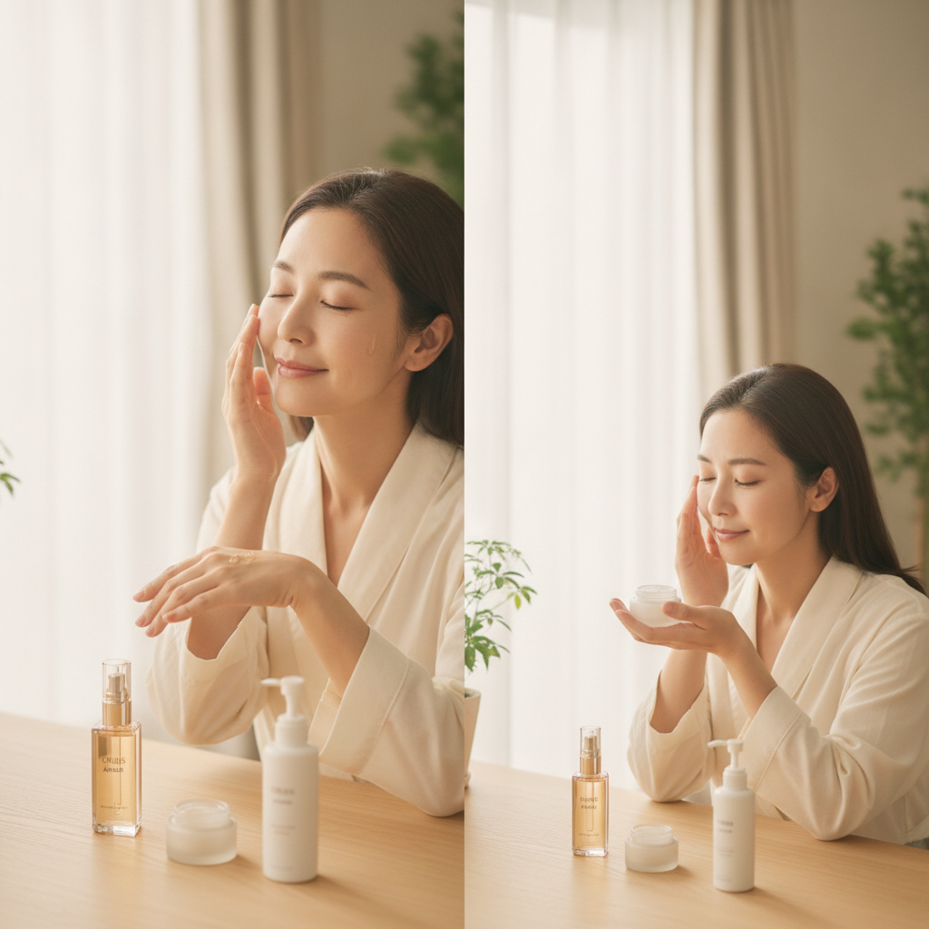 40代の乾燥肌ケアをイメージしたスキンケア画像