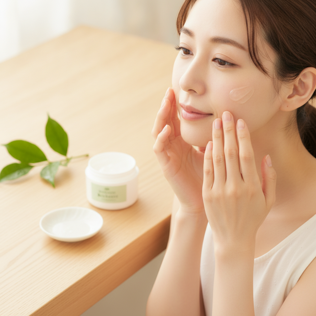 40代の乾燥肌ケアをイメージしたスキンケア画像