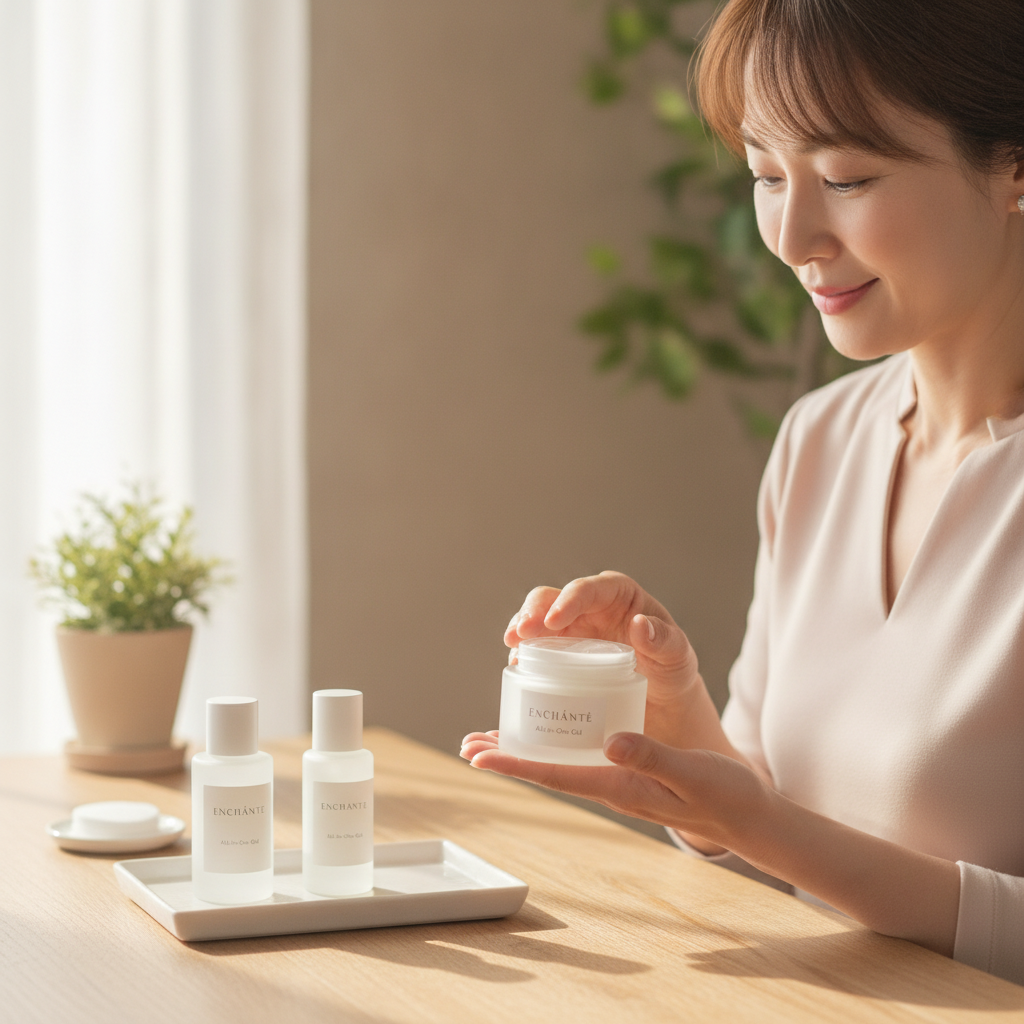 40代の乾燥肌ケアをイメージしたスキンケア画像