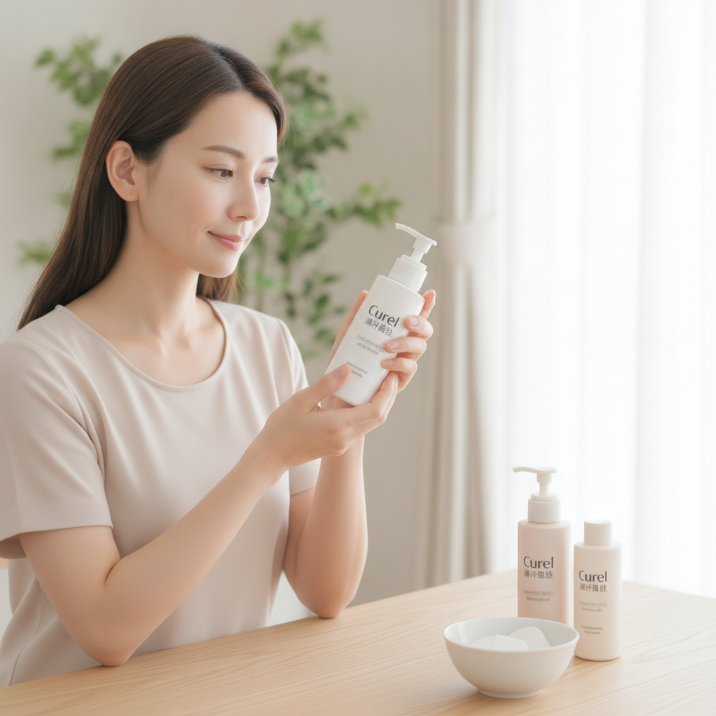 40代の乾燥肌ケアをイメージしたスキンケア画像