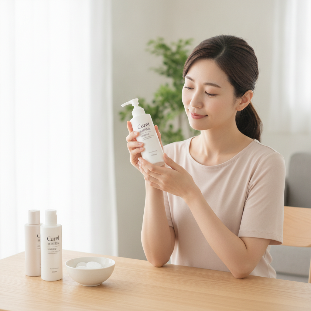40代の乾燥肌ケアをイメージしたスキンケア画像