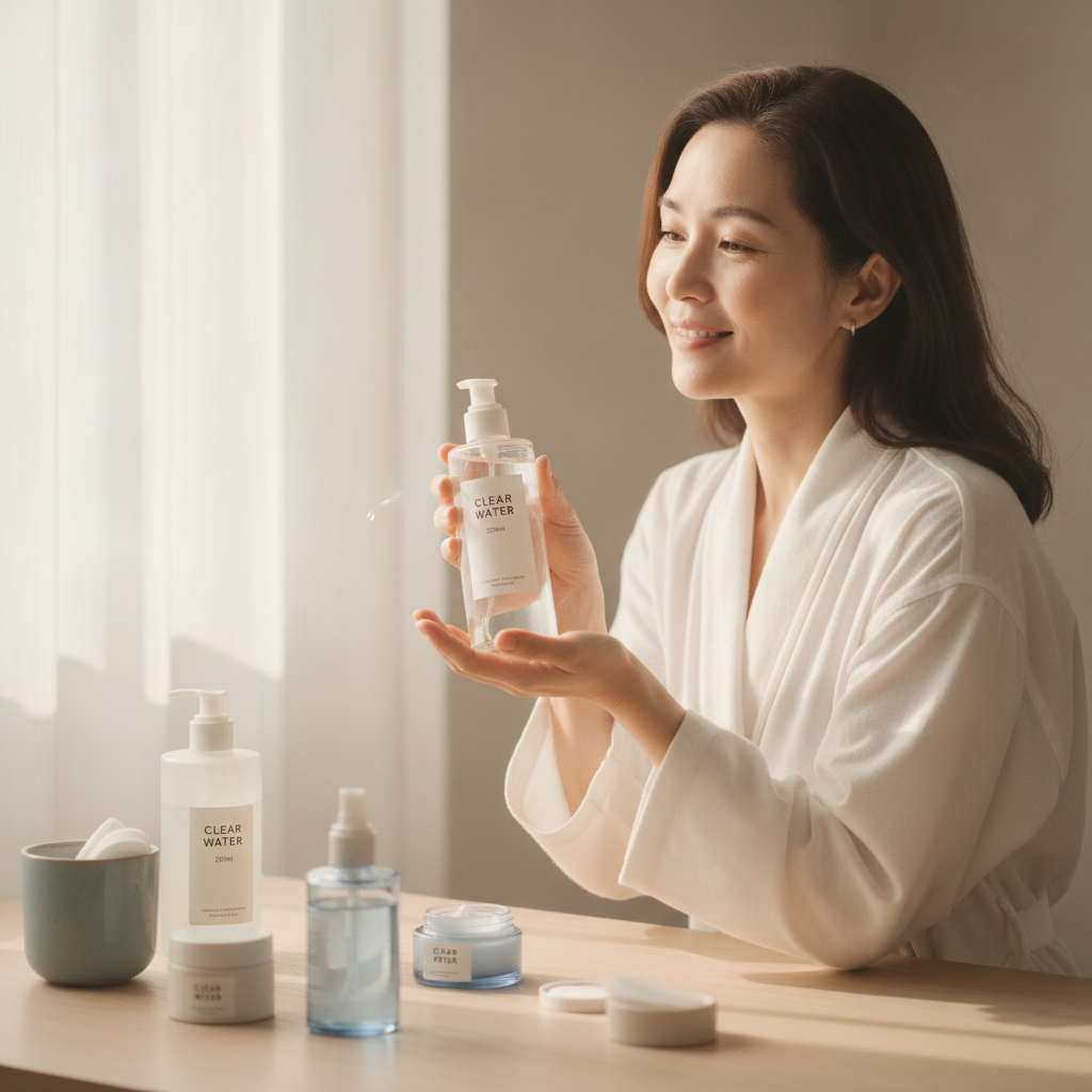 40代の乾燥肌ケアをイメージしたスキンケア画像