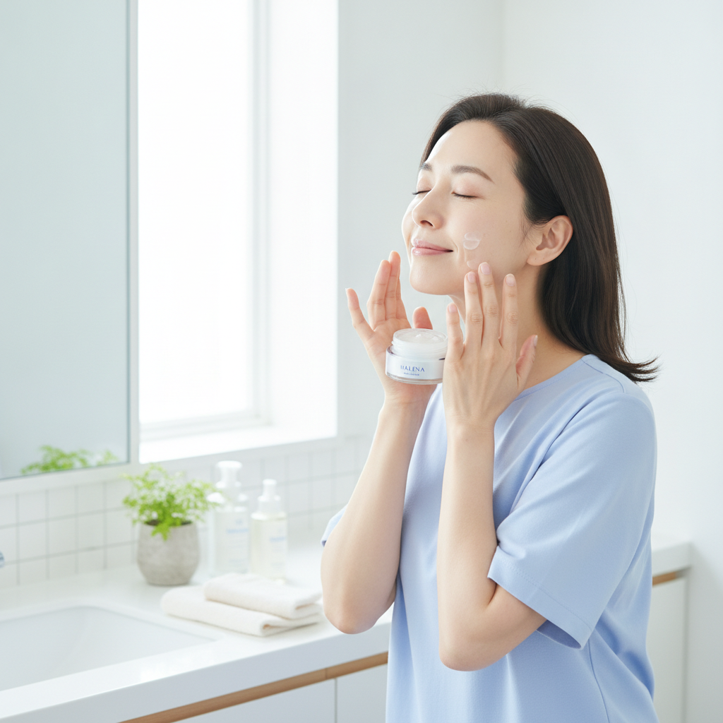 40代の乾燥肌ケアをイメージしたスキンケア画像