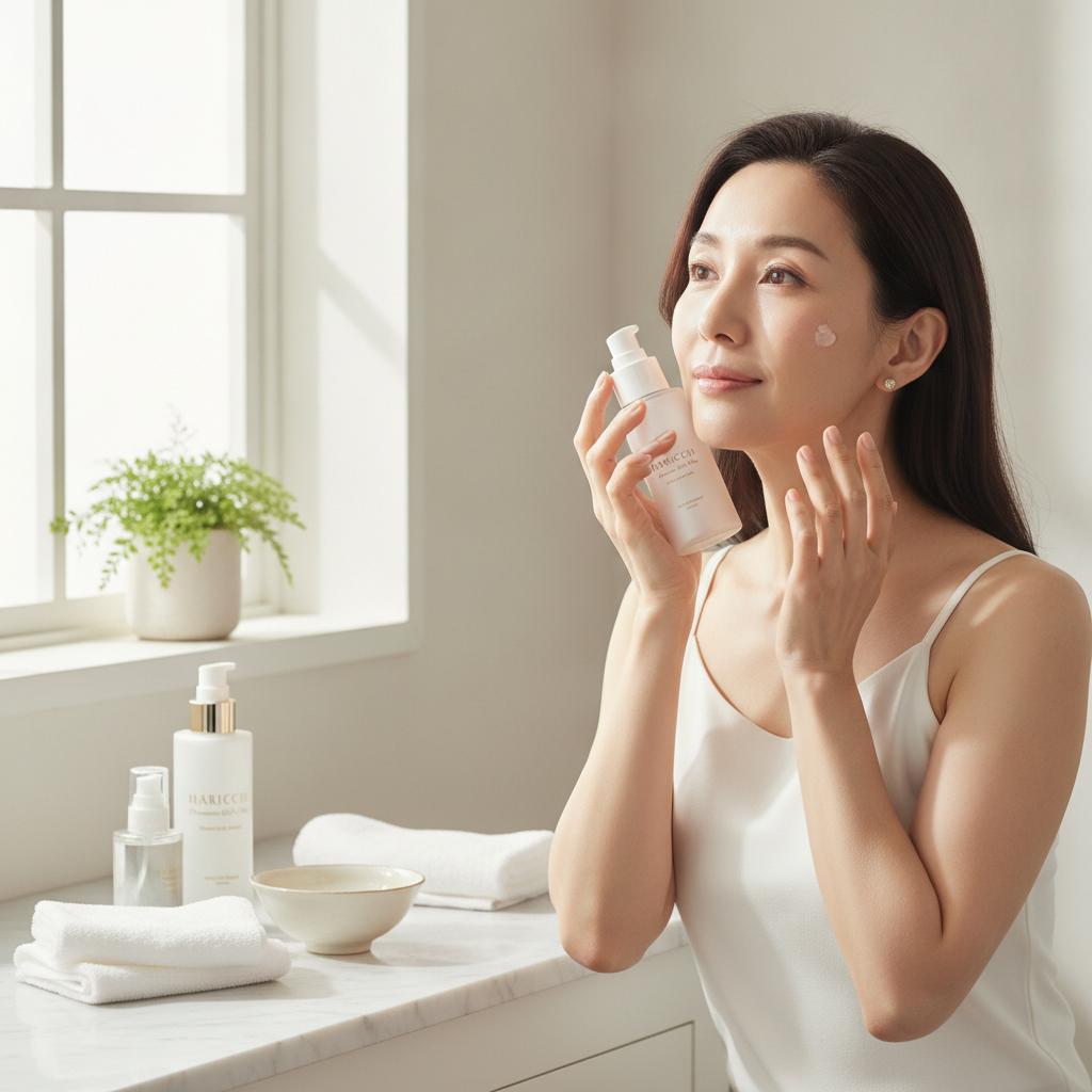 40代の乾燥肌ケアをイメージしたスキンケア画像
