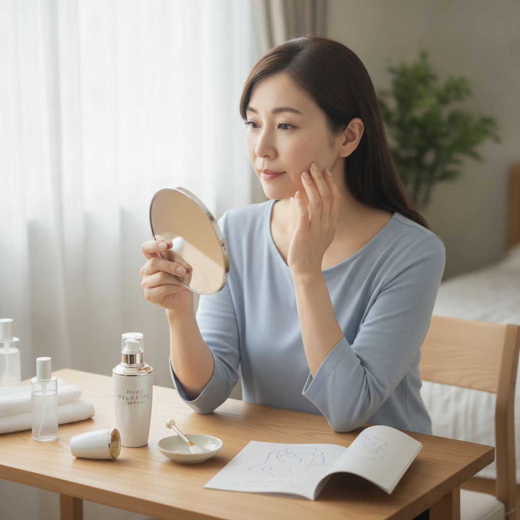40代の乾燥肌ケアをイメージしたスキンケア画像