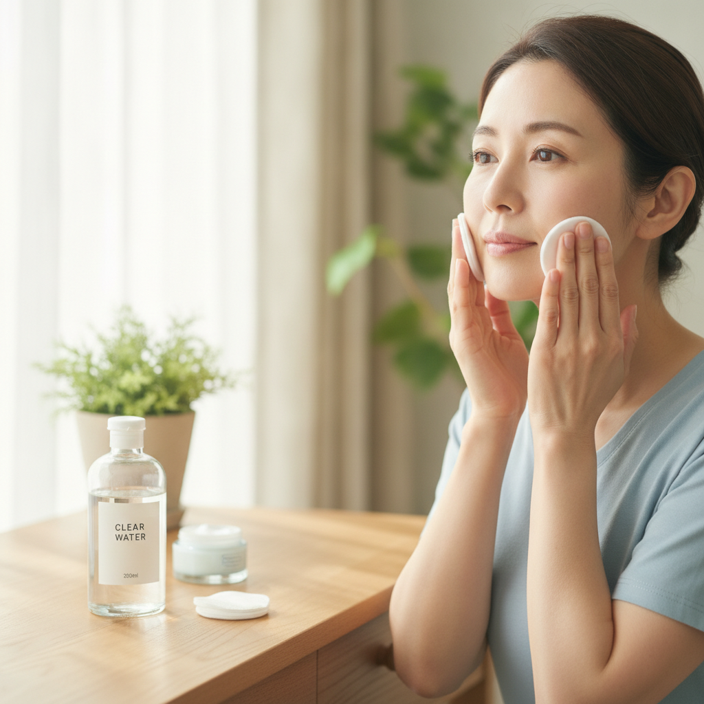 40代の乾燥肌ケアをイメージしたスキンケア画像