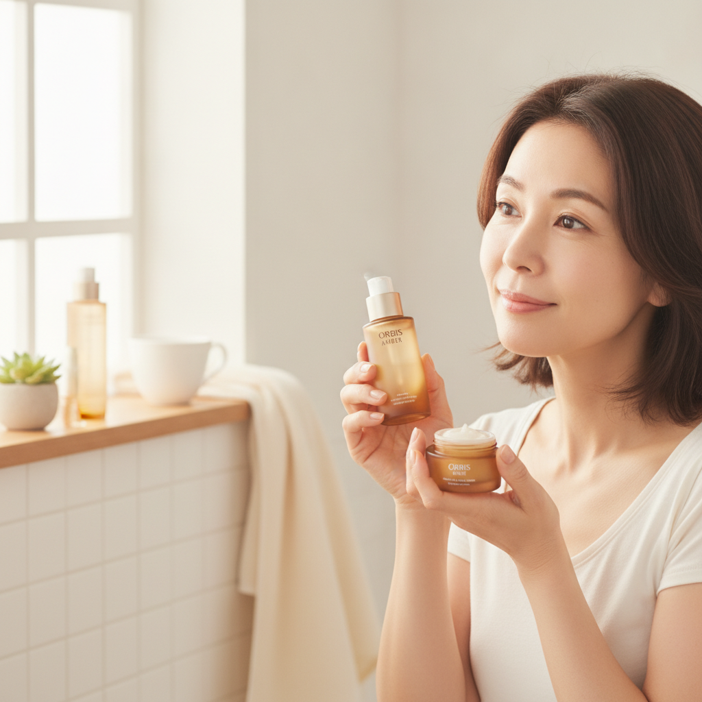 40代の乾燥肌ケアをイメージしたスキンケア画像
