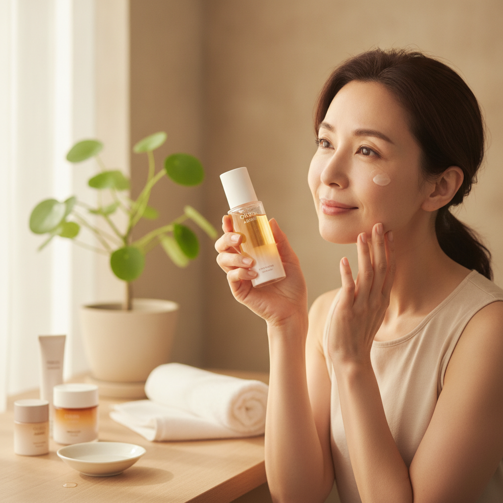 40代の乾燥肌ケアをイメージしたスキンケア画像