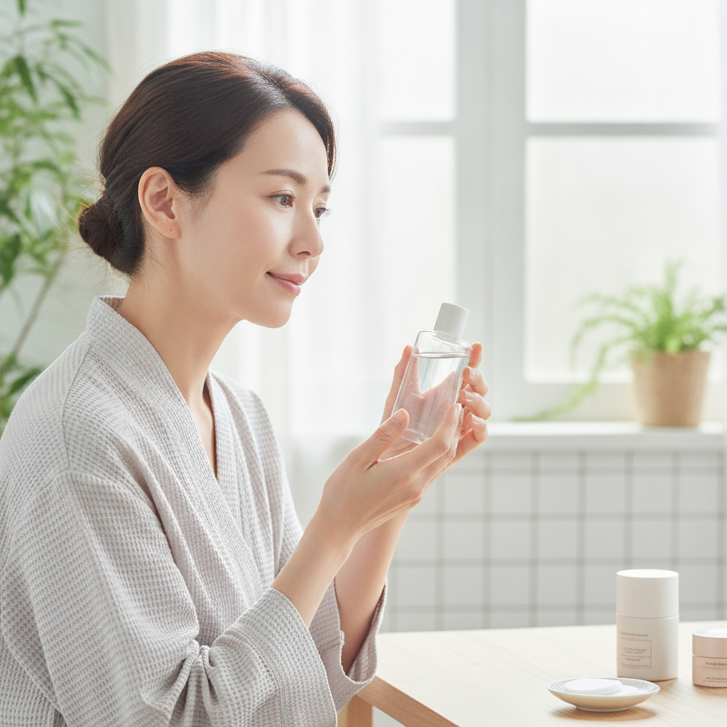 40代の乾燥肌ケアをイメージしたスキンケア画像