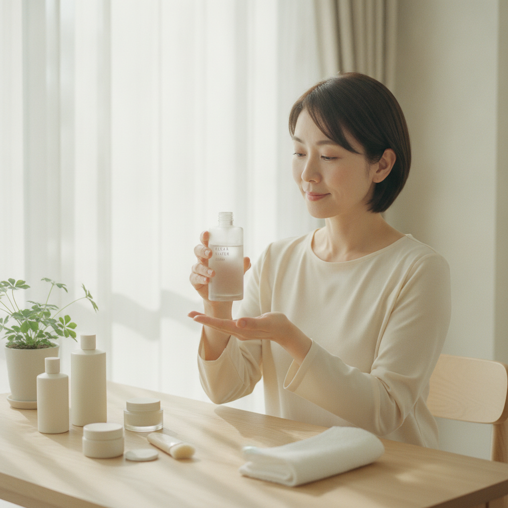 40代の乾燥肌ケアをイメージしたスキンケア画像